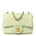 Chanel Lambskin Quilted Mini Pearl Crush Flap Light Green