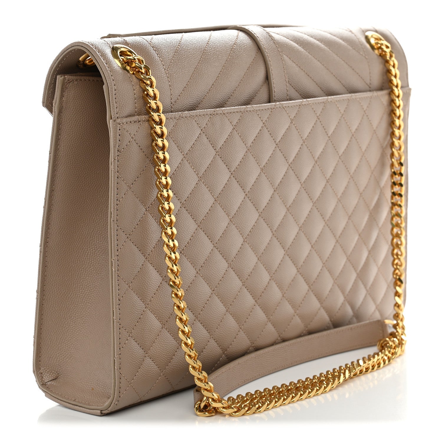 Saint Laurent Grain De Poudre Mixed Matelasse Large Triquilt Monogram Satchel Nude Powder
