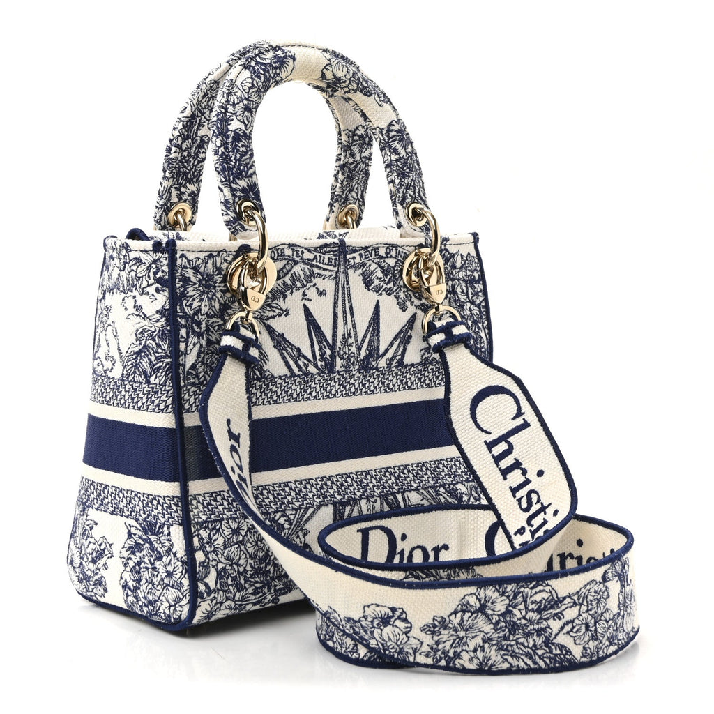 Dior Canvas Reverse Embroidered Rêve d'Infini Medium Lady D-Lite Blue Multicolor