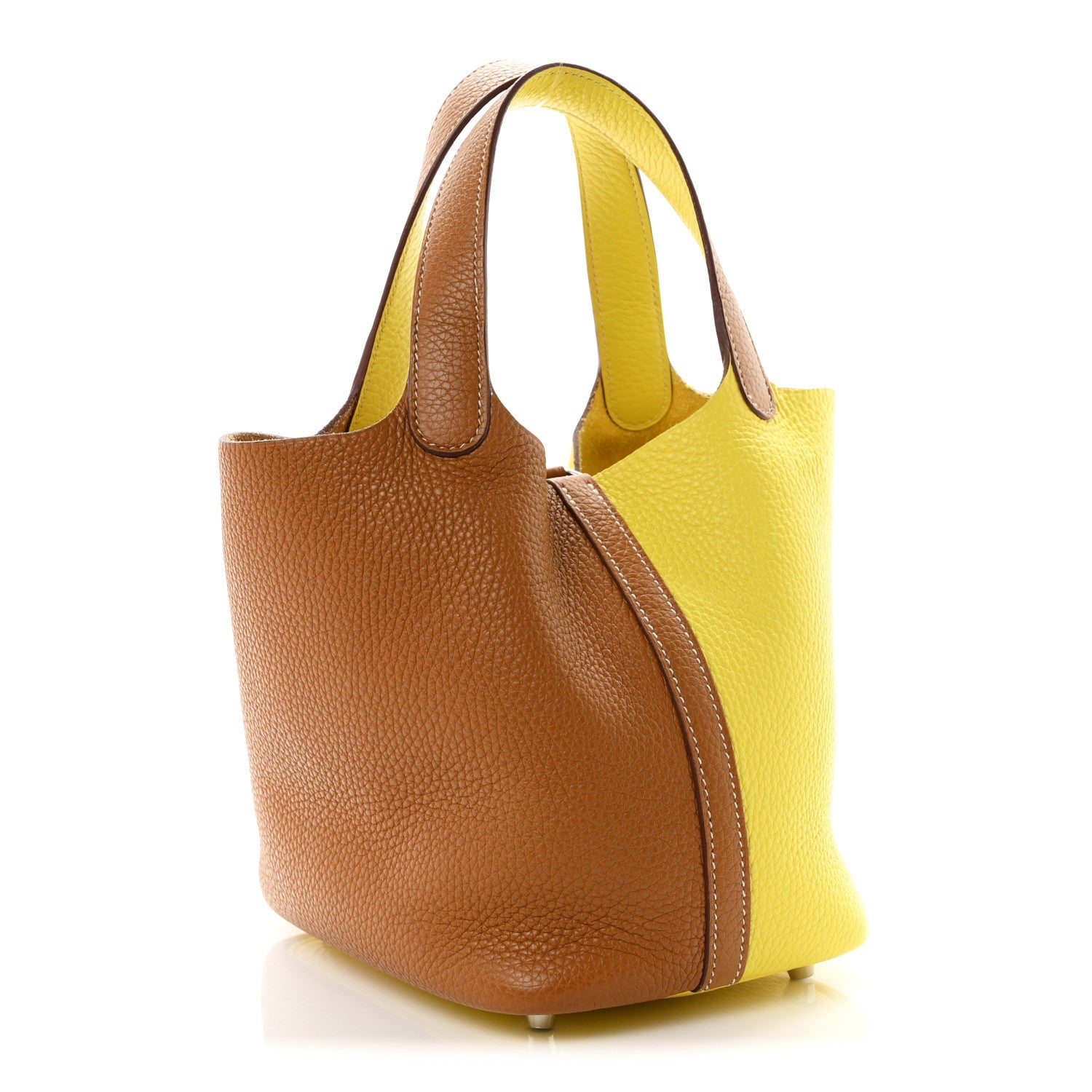 Hermès Taurillon Clemence Casaque Picotin Lock 18 PM Lime Sesame