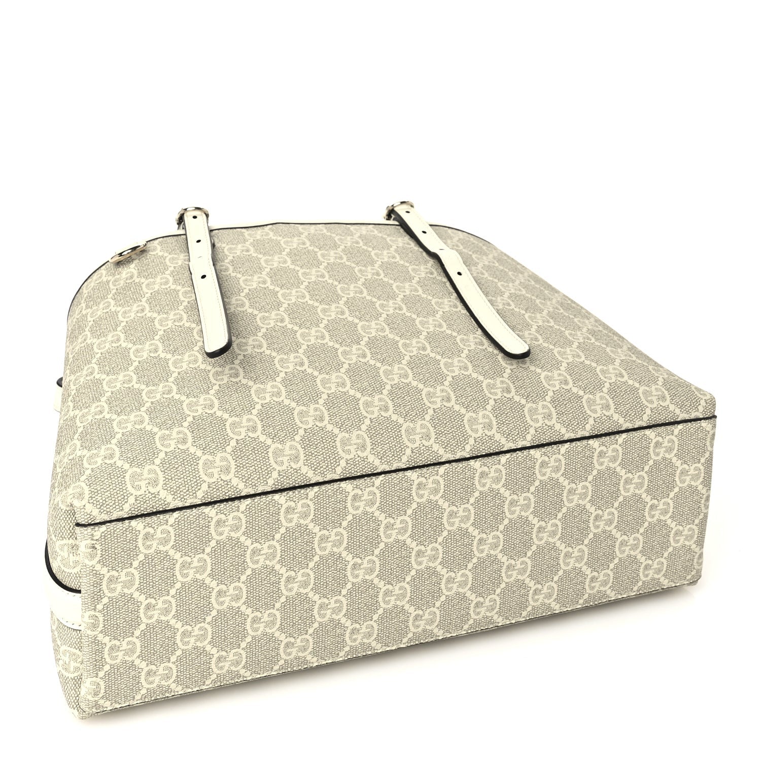 Gucci Supreme Monogram Emblem Medium Tote Bag Mystic White Oatmeal