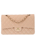 Chanel Lambskin Quilted Medium Double Flap Beige