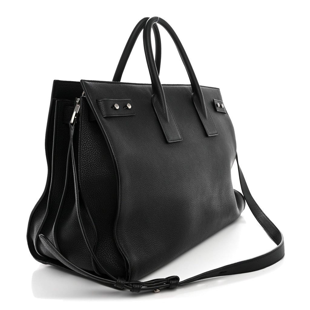 Saint Laurent Grained Calfskin Large Souple Sac De Jour Black