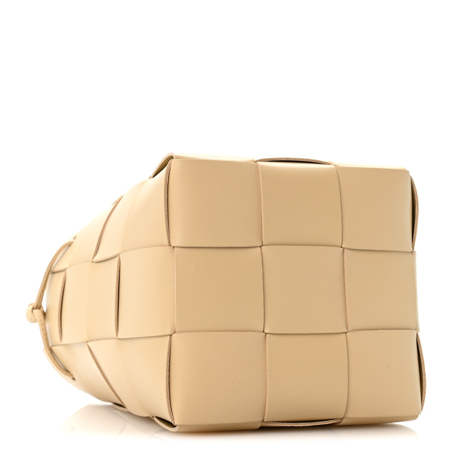 Bottega Veneta Lambskin Maxi Intrecciato Small Cassette Crossbody Bucket Bag Porridge
