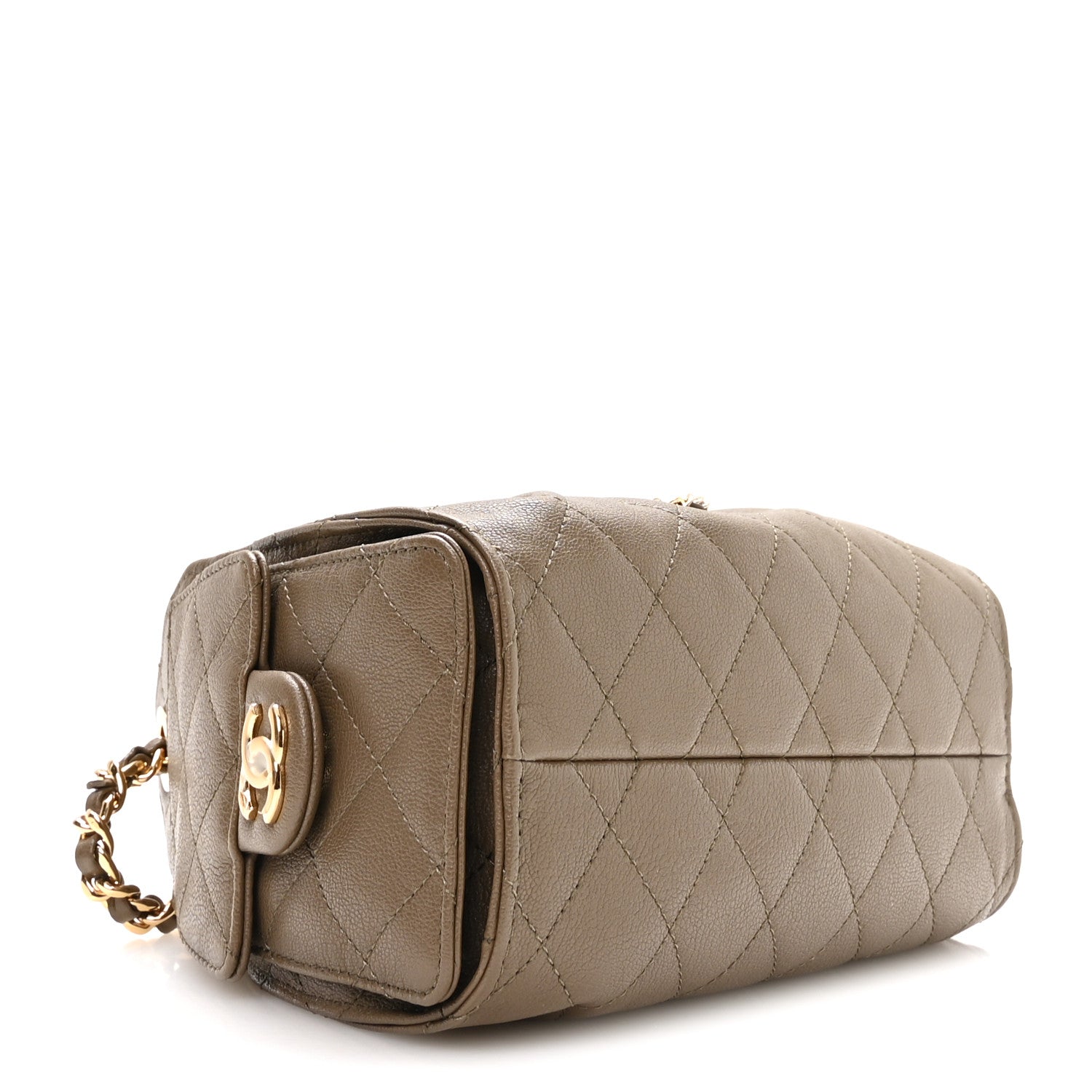 Chanel Goatskin Quilted Mini Chanel 25 Handbag Dark Khaki