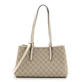 Gucci Supreme Monogram Emblem Medium Tote Bag Mystic White Oatmeal