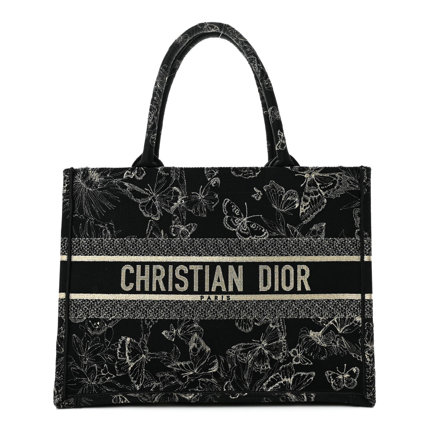 Dior Canvas Embroidered Medium New York Butterfly Book Tote Black