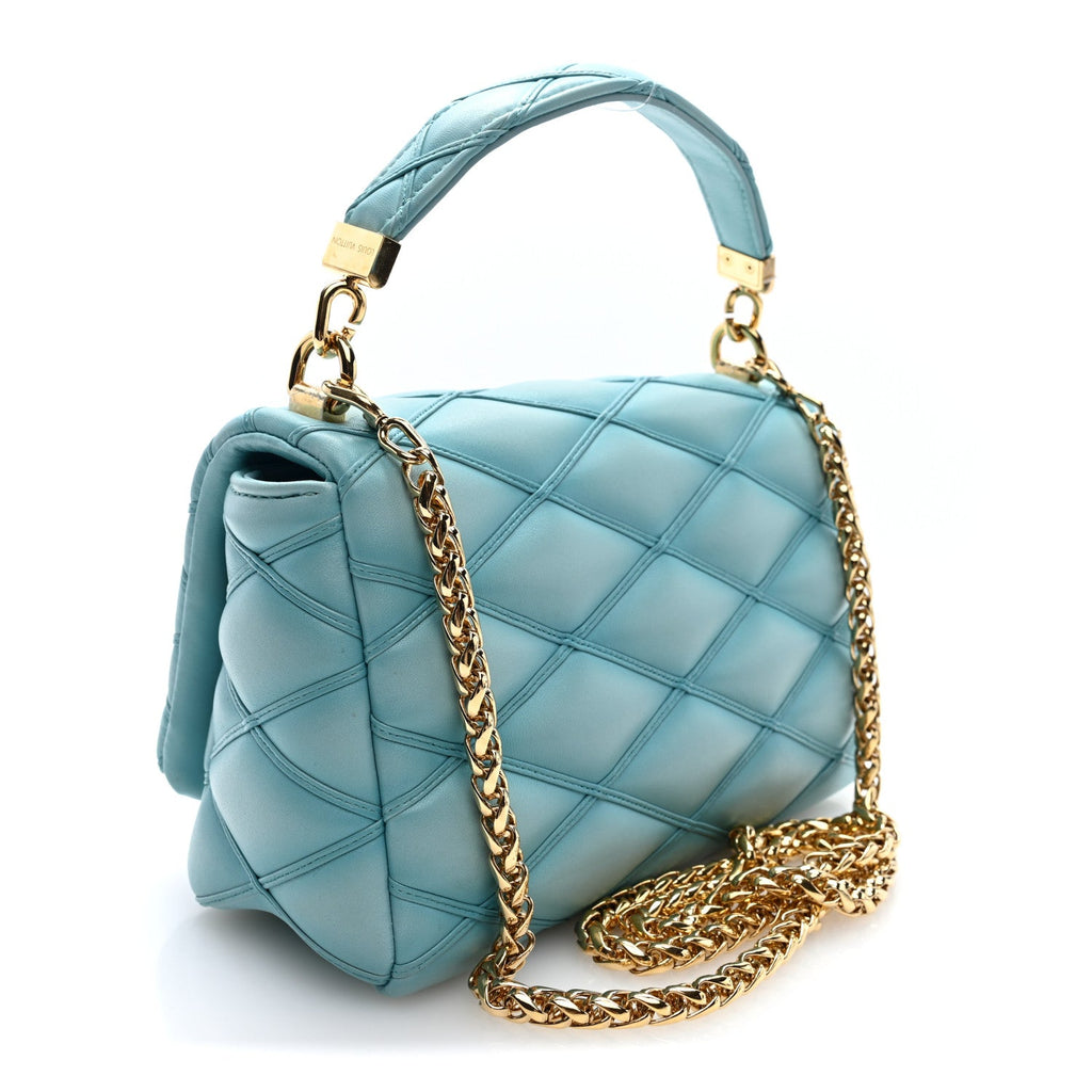 Louis Vuitton Lambskin Malletage Top Handle GO-14 MM Lagoon