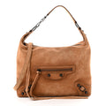 Balenciaga Suede Classic Hardware Small Le City Hobo Bag Camel
