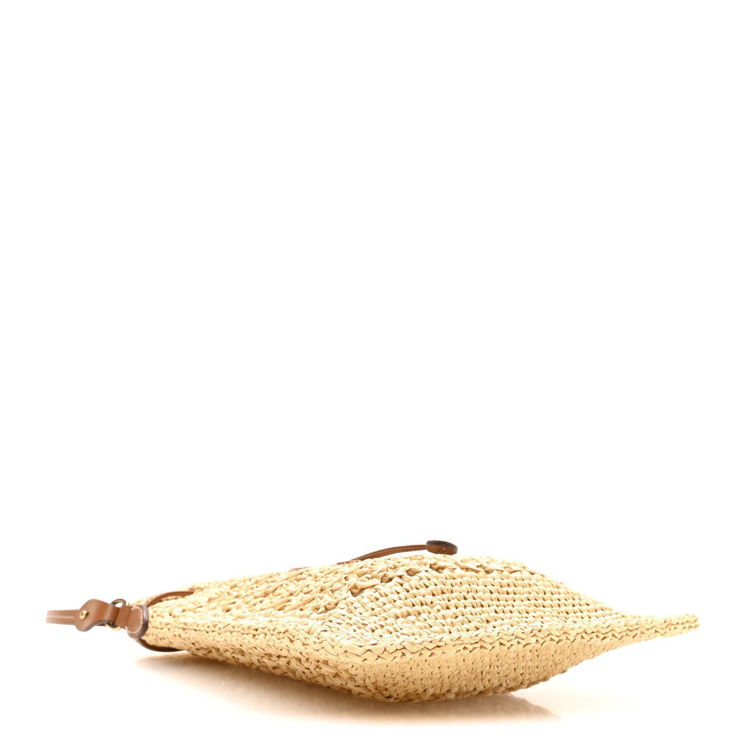 Miu Miu Raffia Crochet Drawstring Pouch Naturale Cognac
