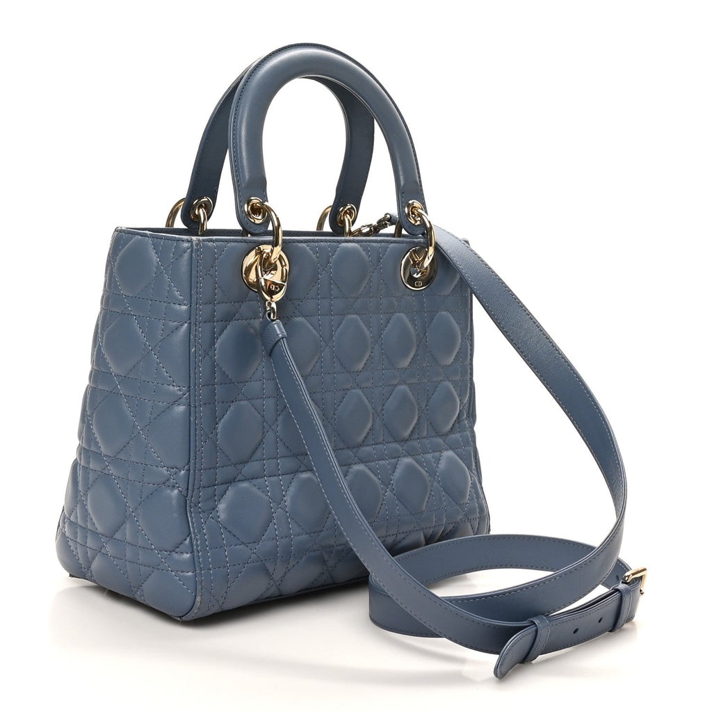 Dior Lambskin Cannage Medium Lady Dior Denim Blue