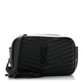 Saint Laurent Calfskin Matelasse Monochrome Monogram Mini Lou Camera Bag Black