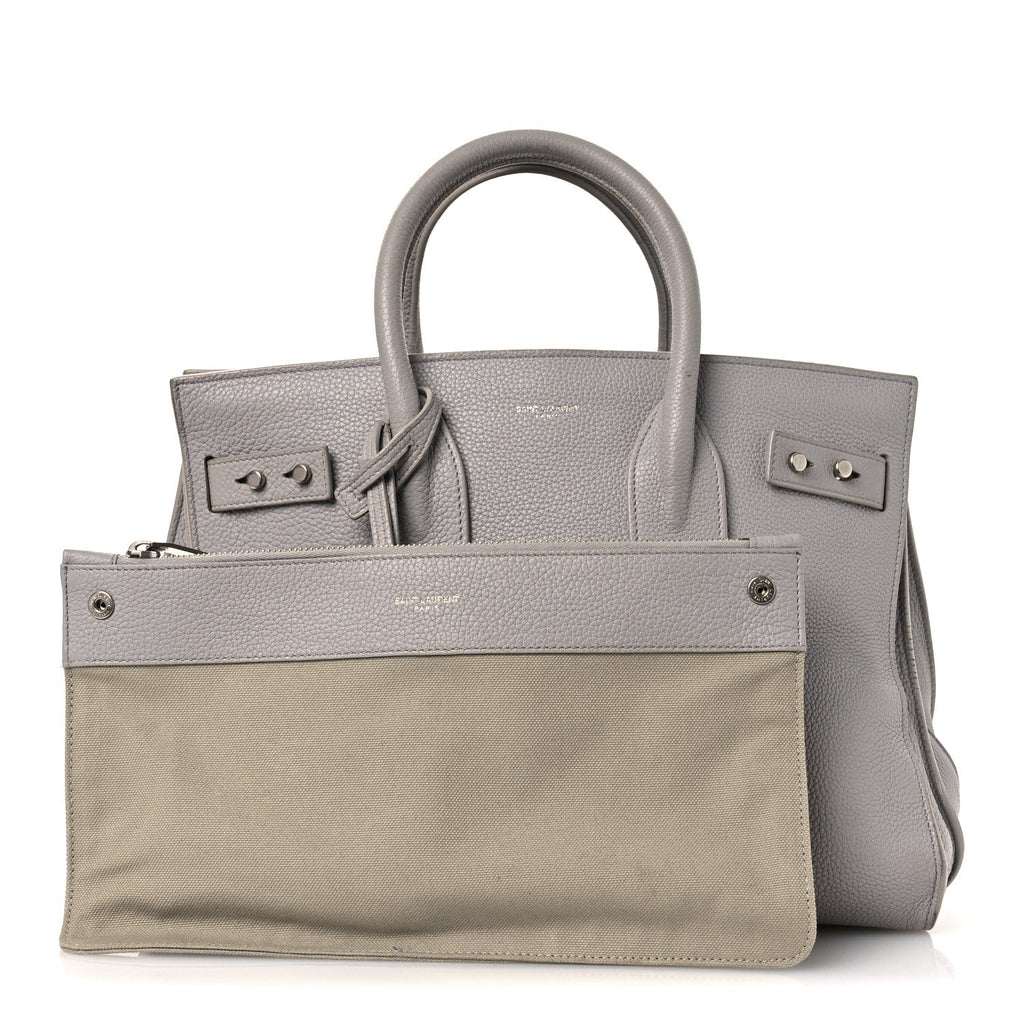 Saint Laurent Grained Calfskin Small Supple Sac De Jour Grey