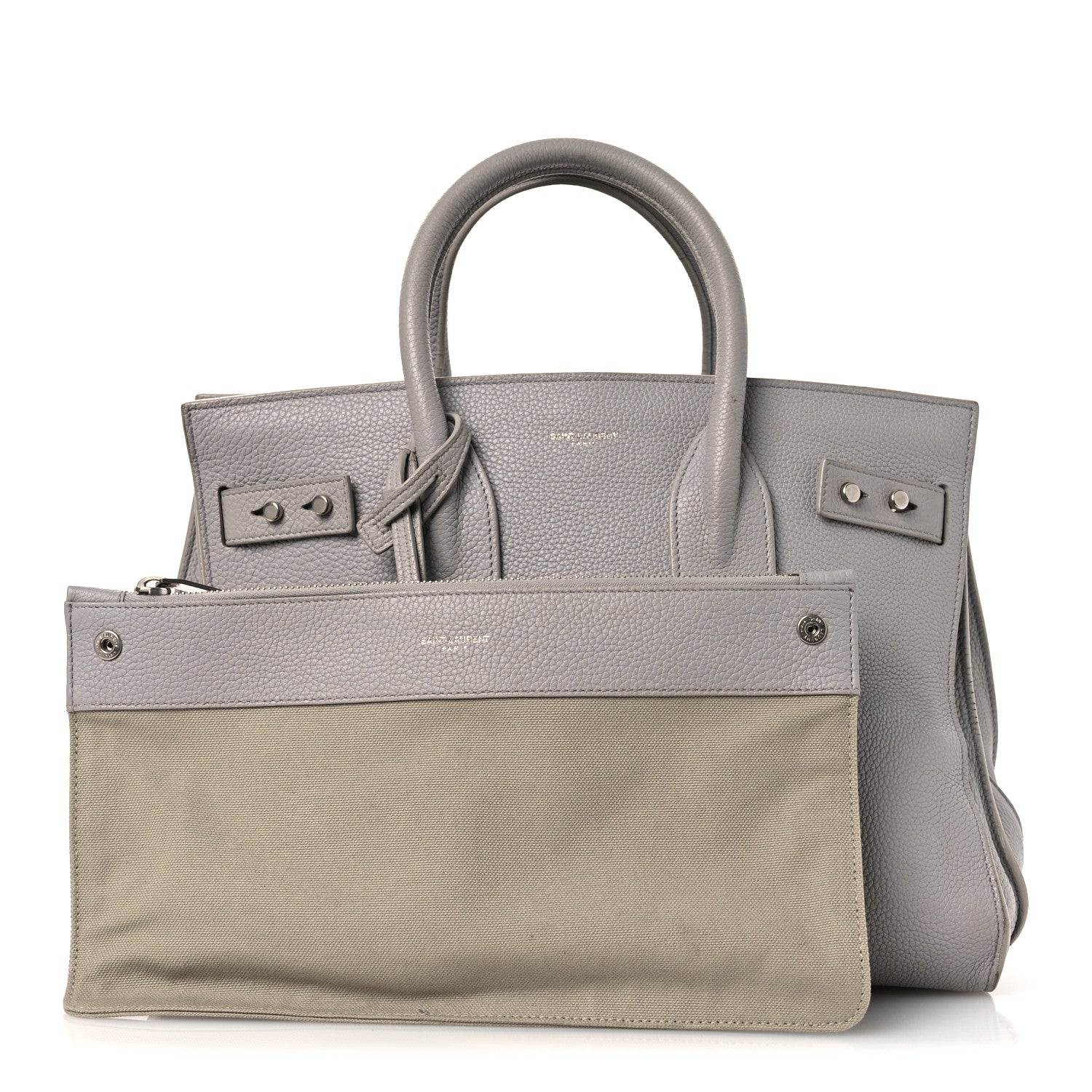 Saint Laurent Grained Calfskin Small Supple Sac De Jour Grey