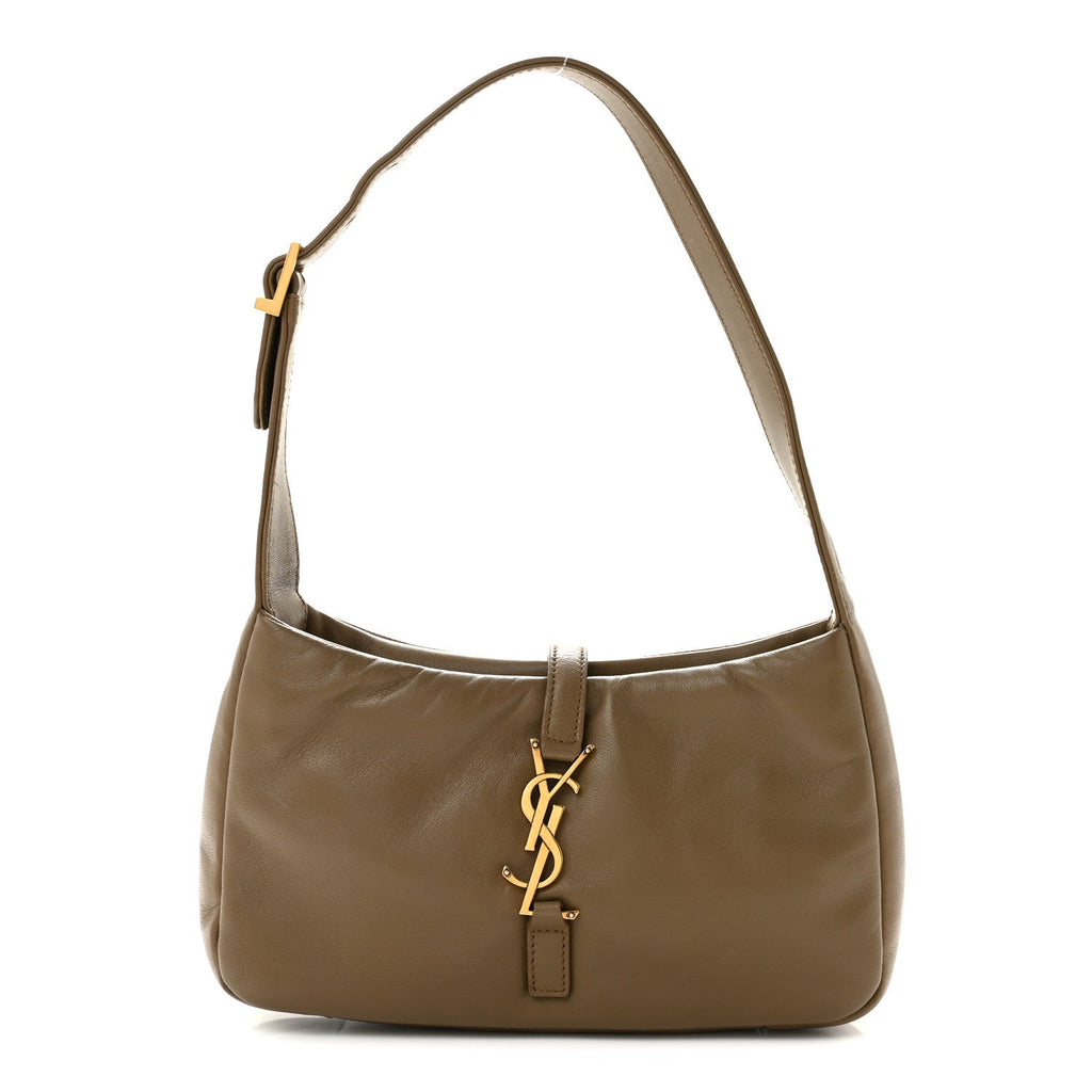 Saint Laurent Padded Lambskin Le 5 A 7 Hobo Dark Peanut