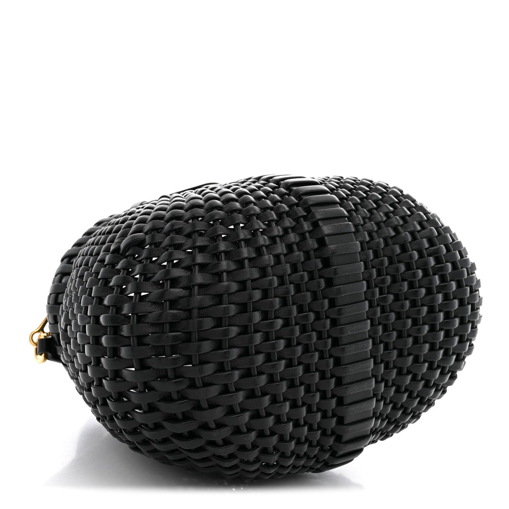 Loewe Calfskin Woven Mini Diamond Basket Bag Black