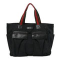 Gucci GG Monogram Medium Web Handle Double Pocket Tote Black