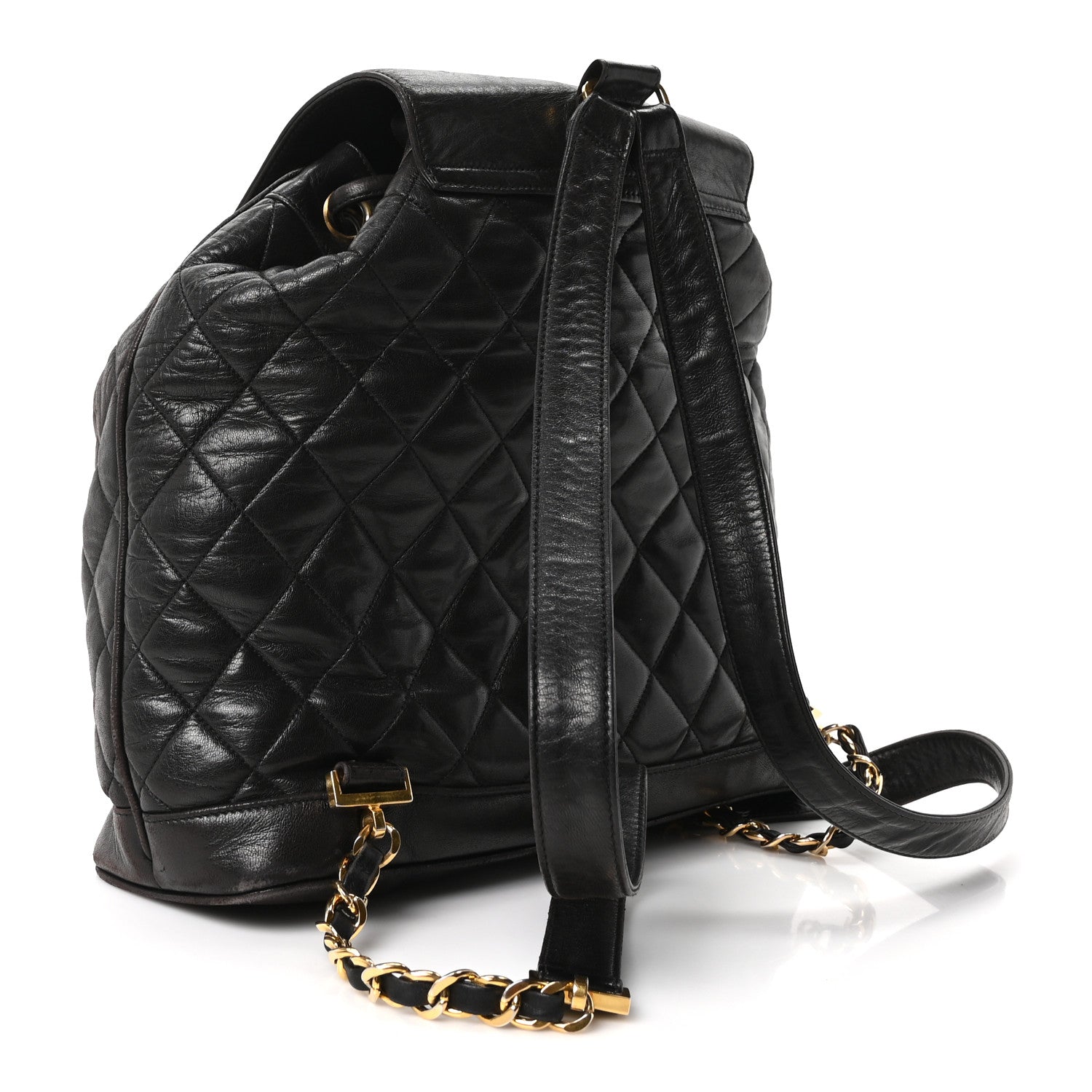 Chanel Lambskin Quilted Drawstring Backpack Brown