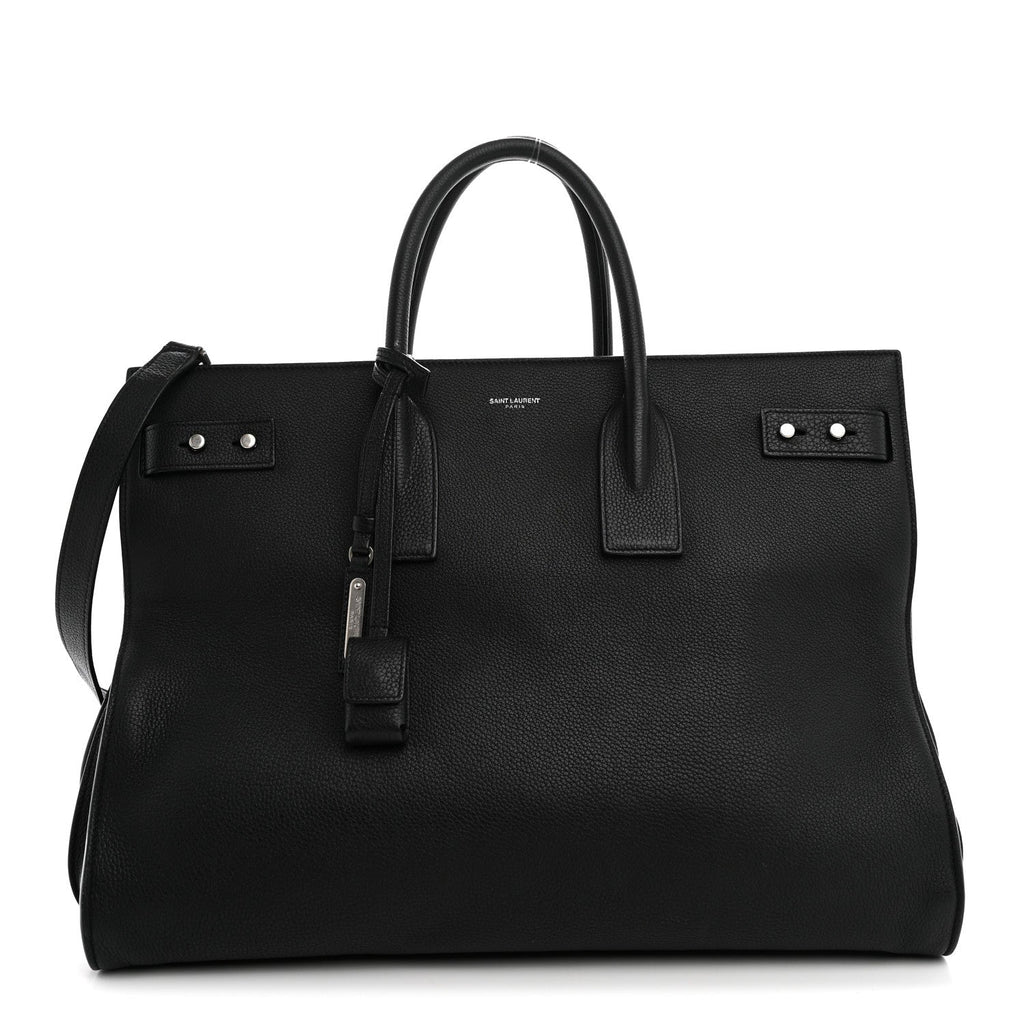 Saint Laurent Grained Calfskin Large Souple Sac De Jour Black