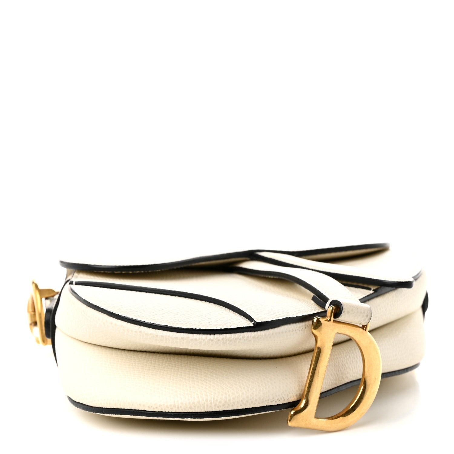Dior Grained Calfskin Mini Saddle Bag White