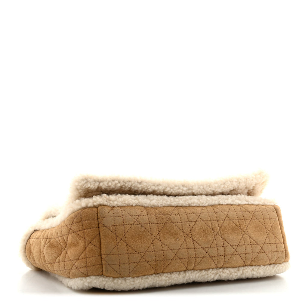 Dior Shearling Cannage Large Caro Bag Camel