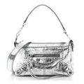 Balenciaga Metallized Agneau Arena Classic Hardware Mini Le City Moto Silver