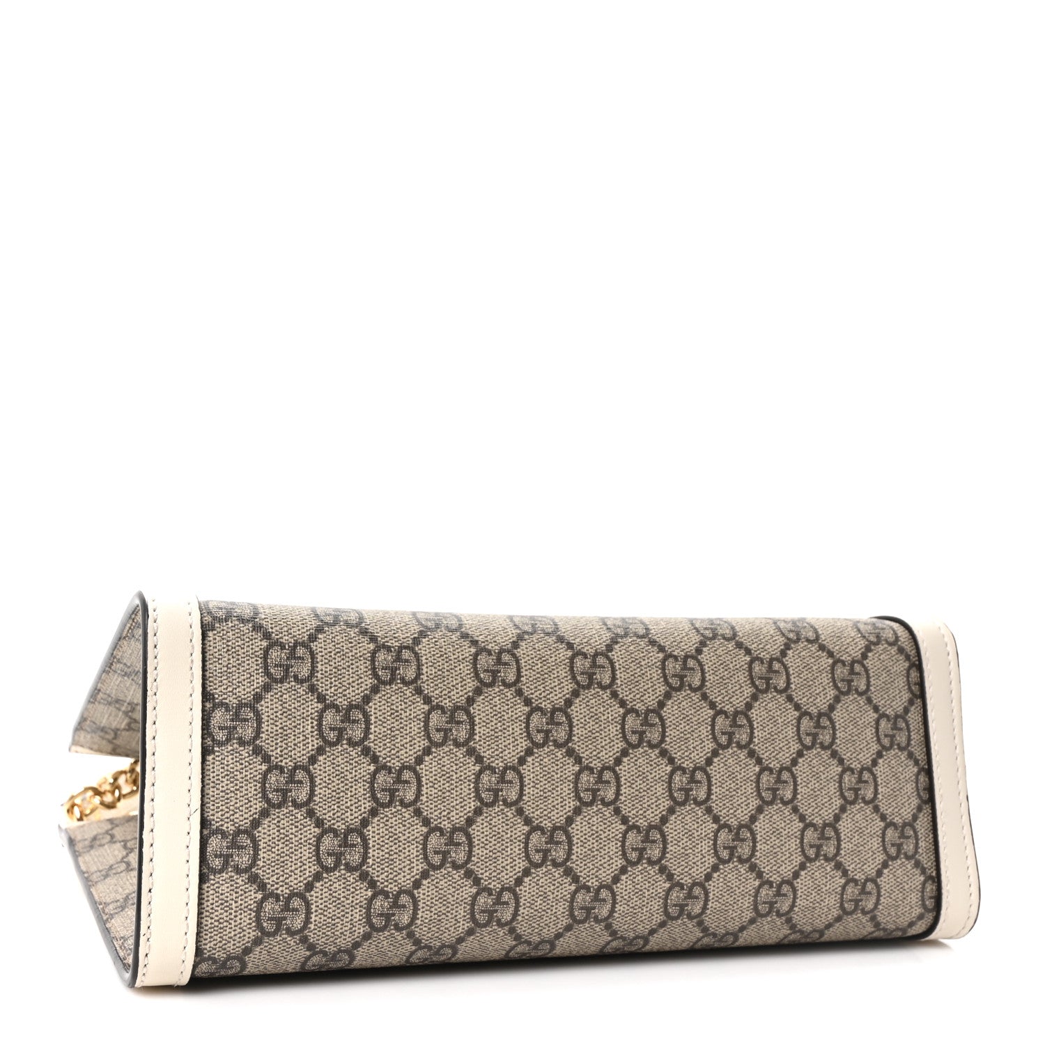 Gucci GG Supreme Monogram Moon Calfskin Small Padlock Tote Beige Ebony Mystic White
