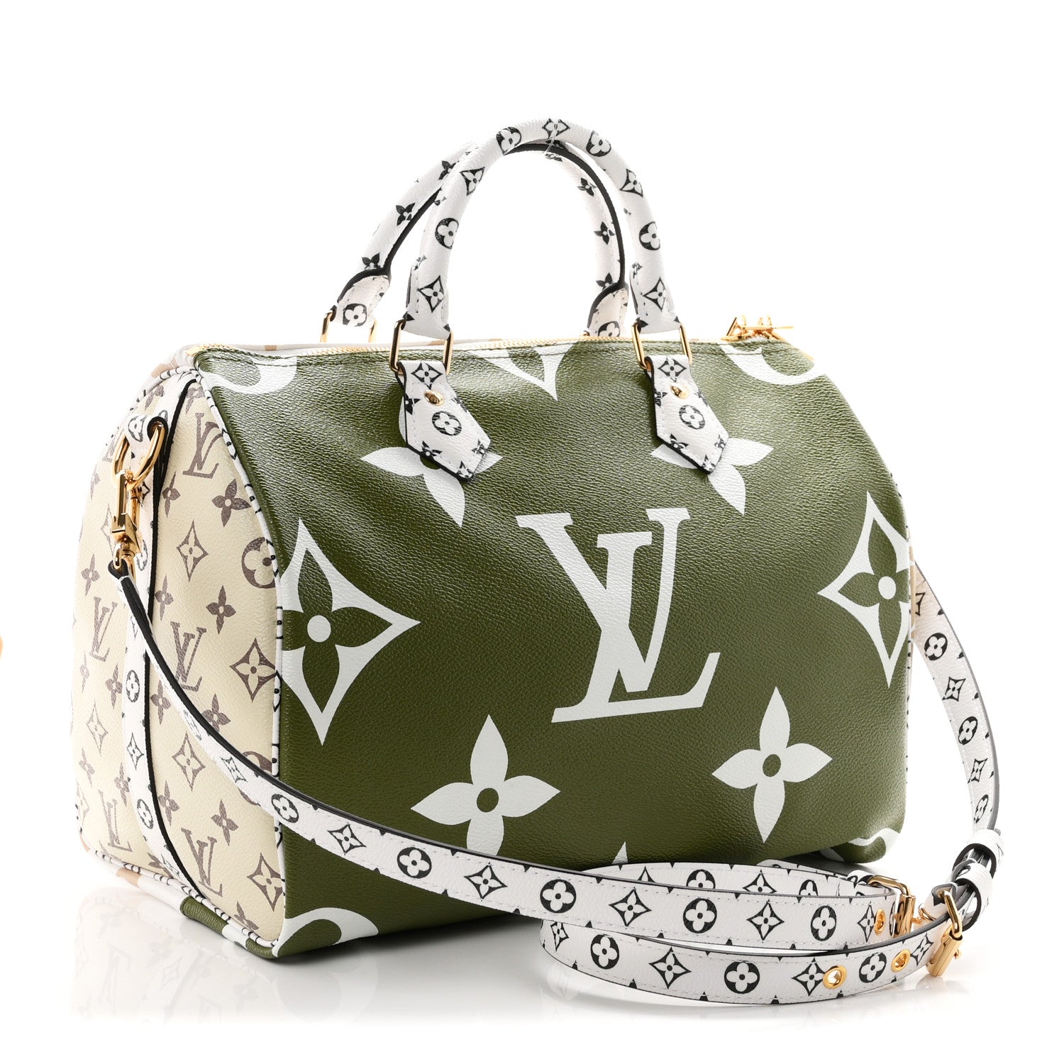 Louis Vuitton Monogram Giant Speedy Bandouliere 30 Kaki Beige