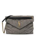 Saint Laurent Denim Quilted Medium Loulou Puffer Monogram Chain Satchel Azur