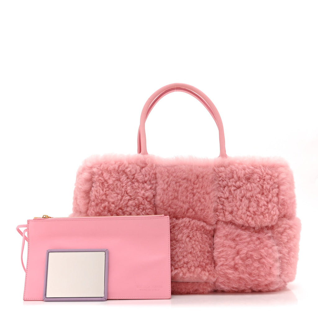 Bottega Veneta Shearling Small Intrecciato Arco Tote Popsicle