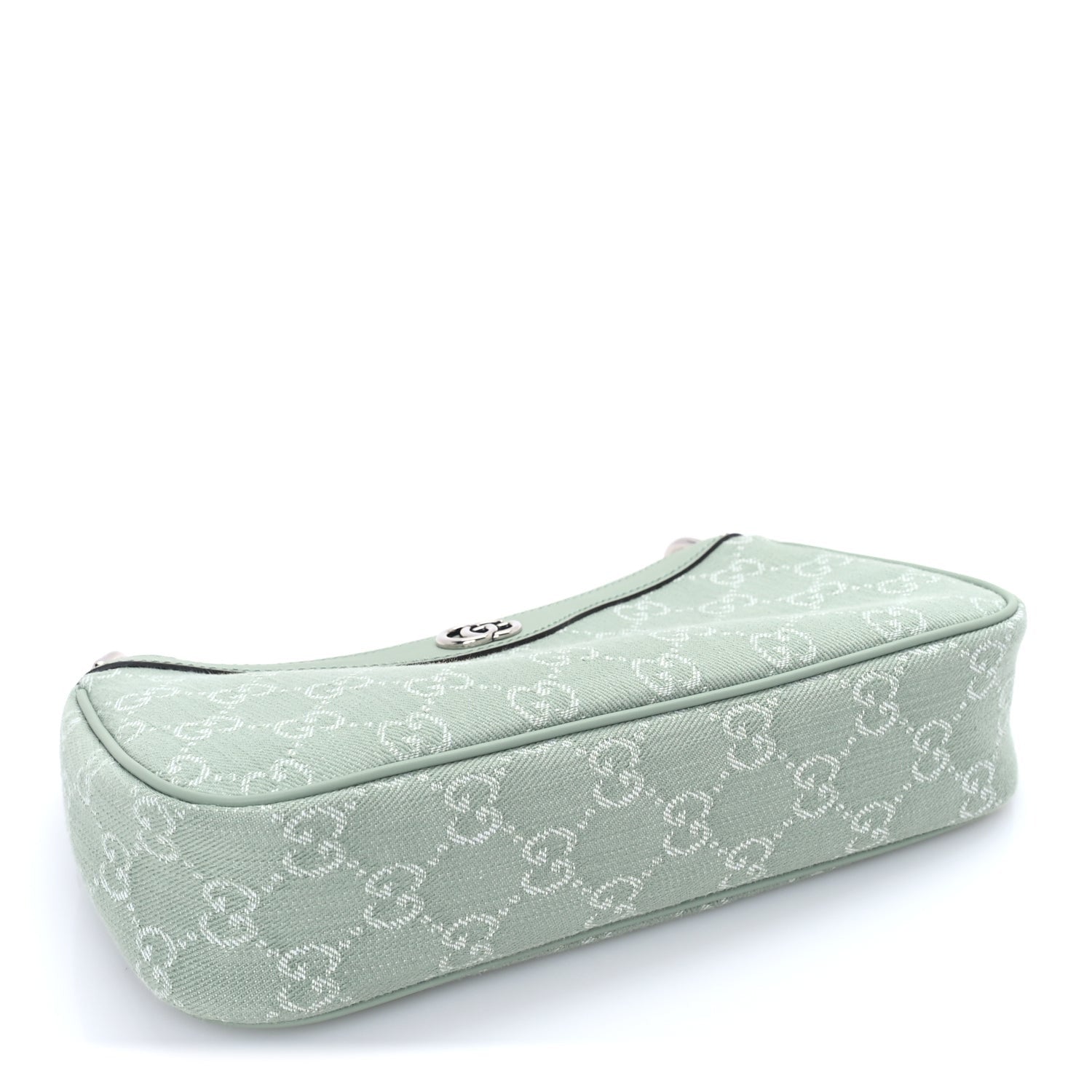 Gucci Denim GG Monogram Calfskin Small Shoulder Bag Pale Green
