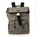 Gucci GG Supreme Monogram Medium Single Buckle Rucksack Backpack Beige Ebony Brown