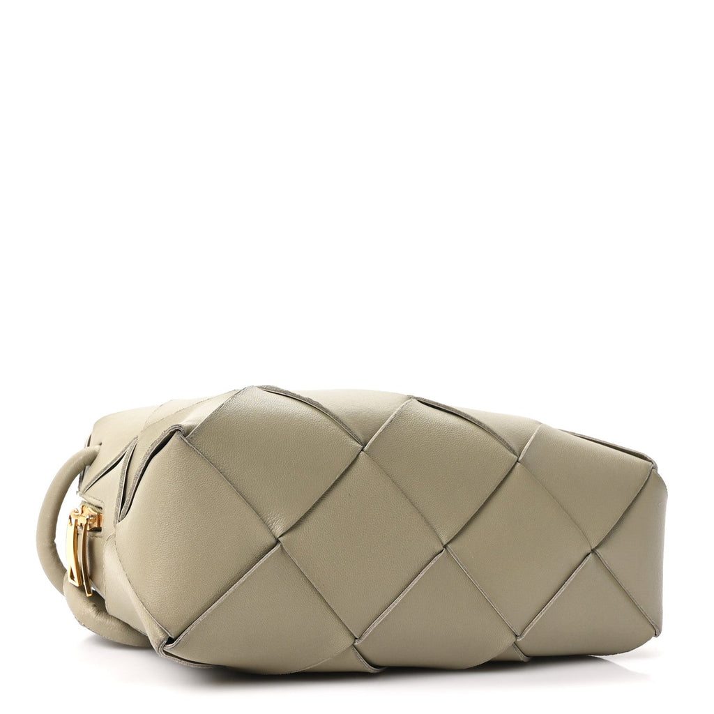 Bottega Veneta Lambskin Maxi Intrecciato Small Cassette Camera Bag Travertine