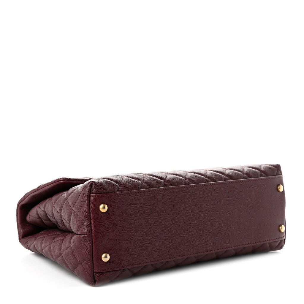 Chanel Caviar Lizard Quilted Medium Coco Handle Flap Burgundy