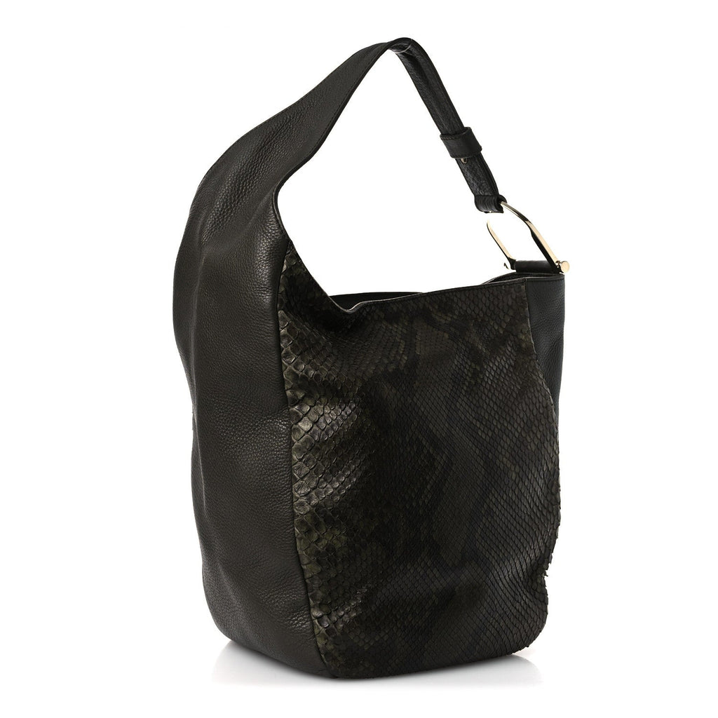 Gucci Snakeskin Greenwich Shoulder Bag Green