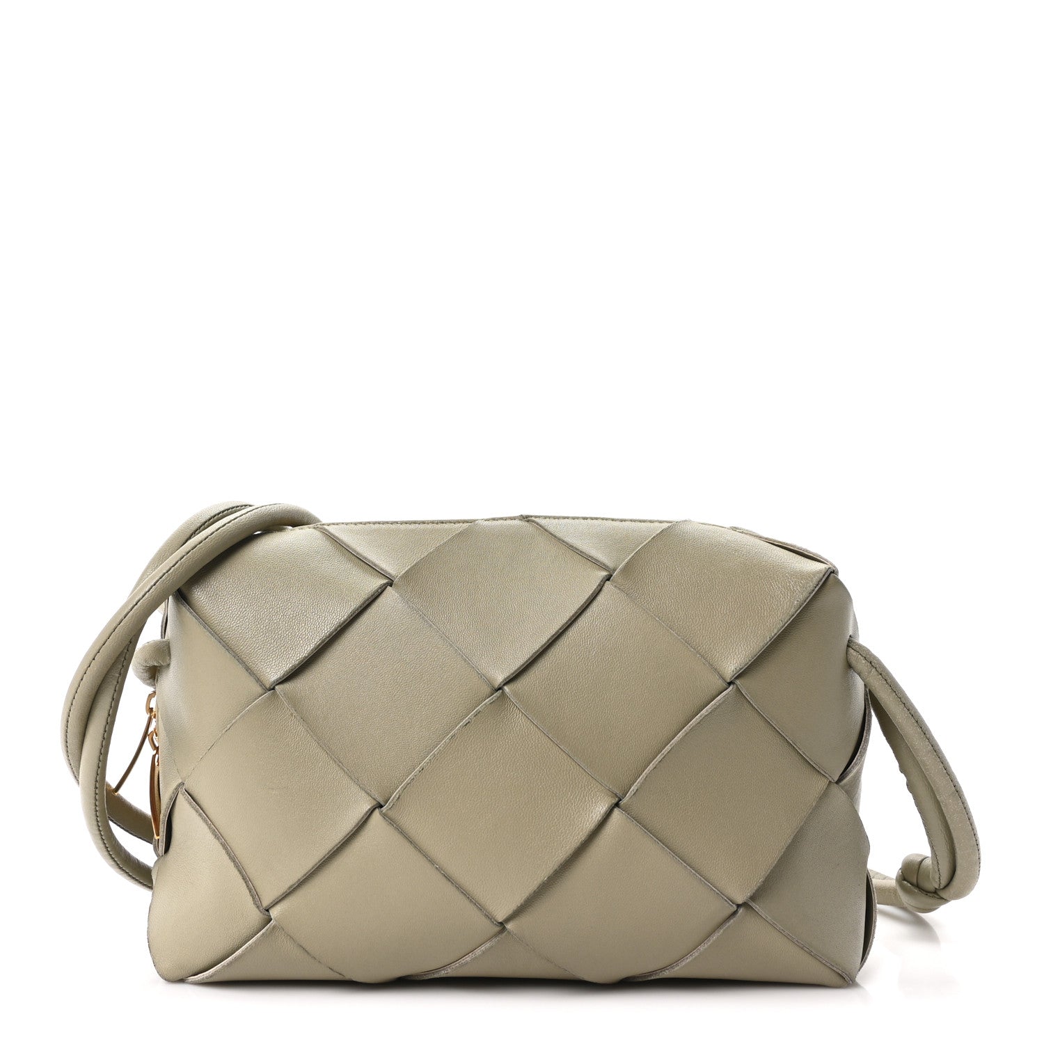 Bottega Veneta Lambskin Maxi Intrecciato Small Cassette Camera Bag Travertine