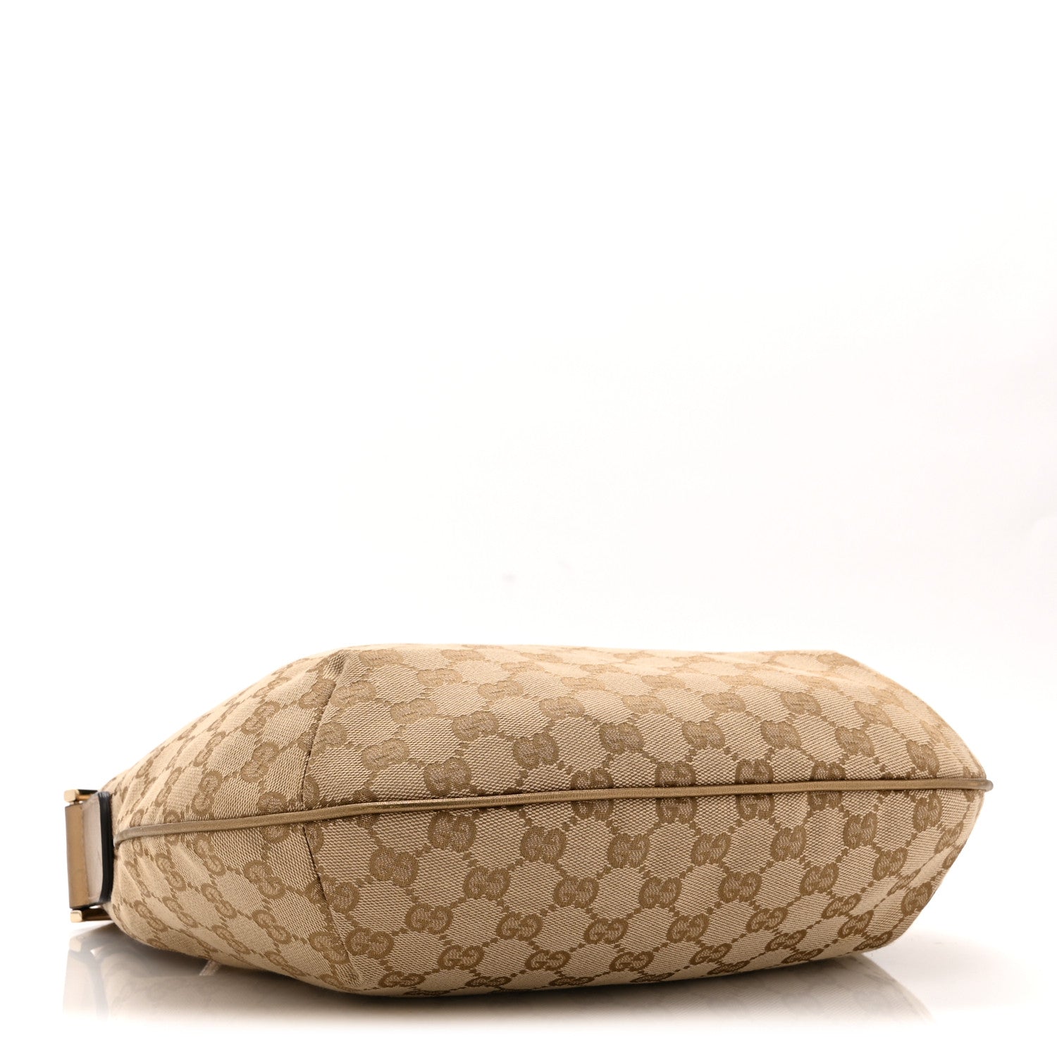 Gucci Monogram Web Medium Half Moon Hobo Gold Pink