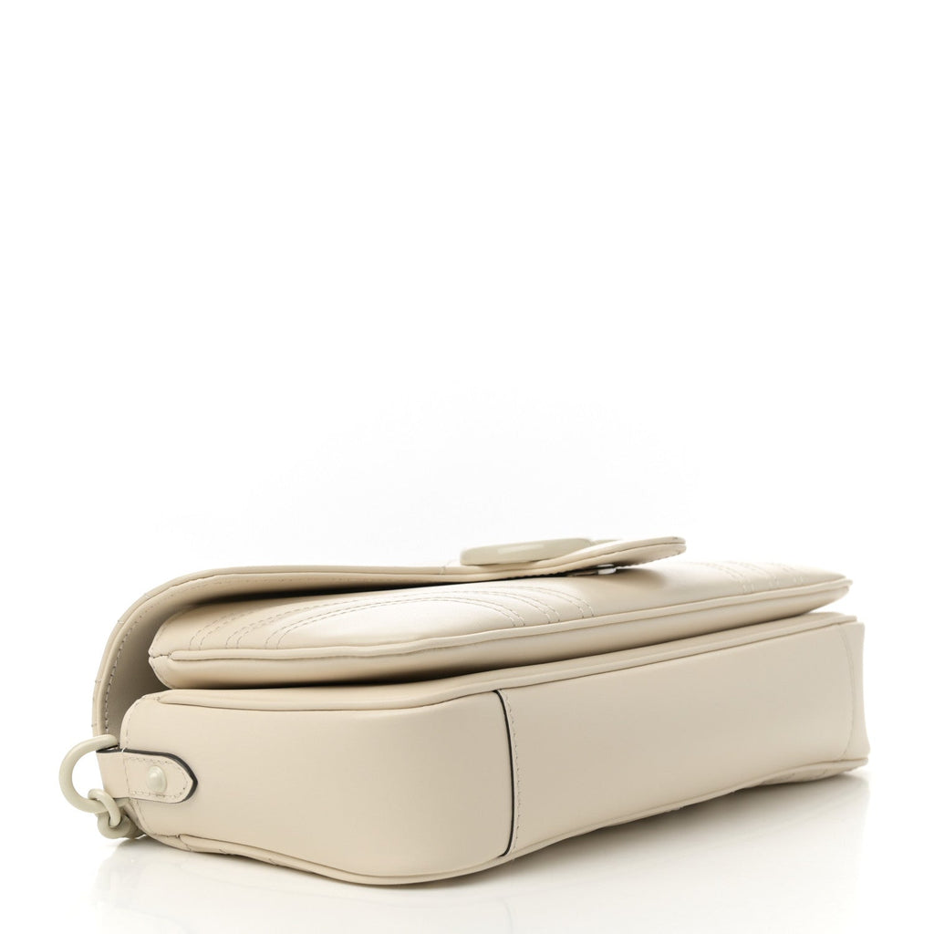 Gucci Calfskin Matelasse Monochrome GG Marmont Crossbody Shoulder Bag White