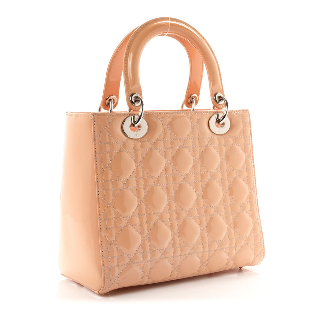 Dior Patent Cannage Medium Lady Dior Rose Clair