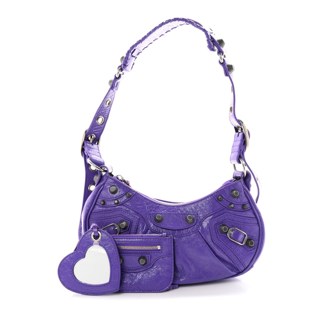 Balenciaga Agneau Arena Le Cagole Shoulder Bag XS Purple