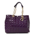 Dior Patent Cannage Large Dior Soft Shopping Tote Purple