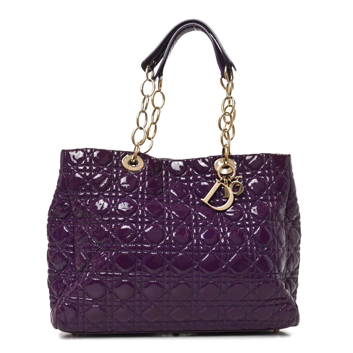 Dior Patent Cannage Large Dior Soft Shopping Tote Purple