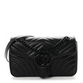 Gucci Calfskin Matelasse Monochrome Small GG Marmont Shoulder Bag Black
