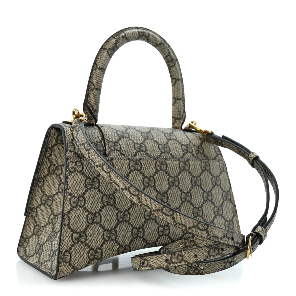 Balenciaga X Gucci Small Hourglass Top Handle Bag Beige Ebony side view
