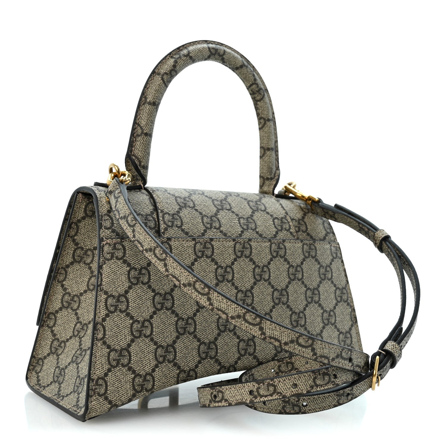 Balenciaga X Gucci Small Hourglass Top Handle Bag Beige Ebony side view
