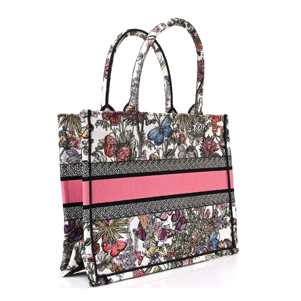 Dior Canvas Embroidered Medium Mexico Millefiori Book Tote White Multicolor