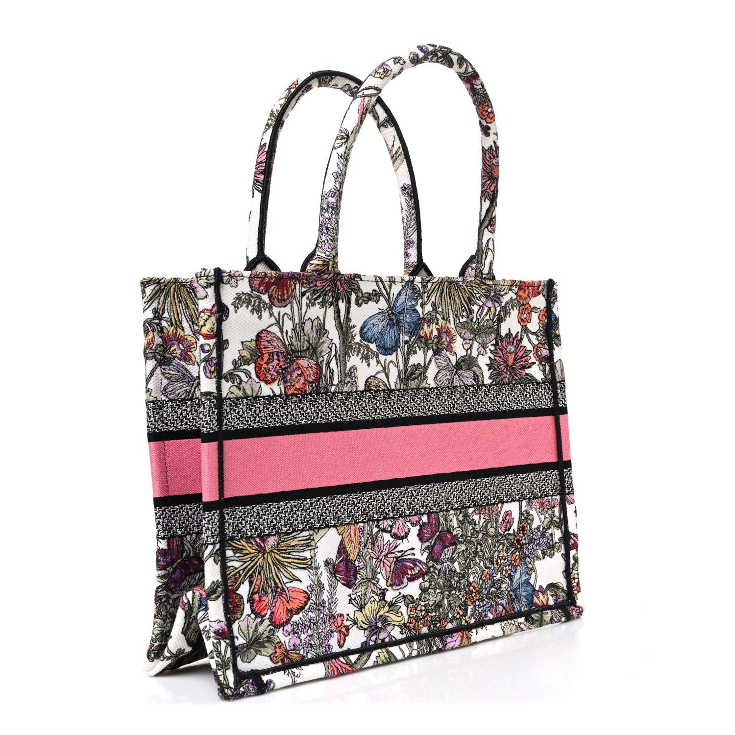 Dior Canvas Embroidered Medium Mexico Millefiori Book Tote White Multicolor
