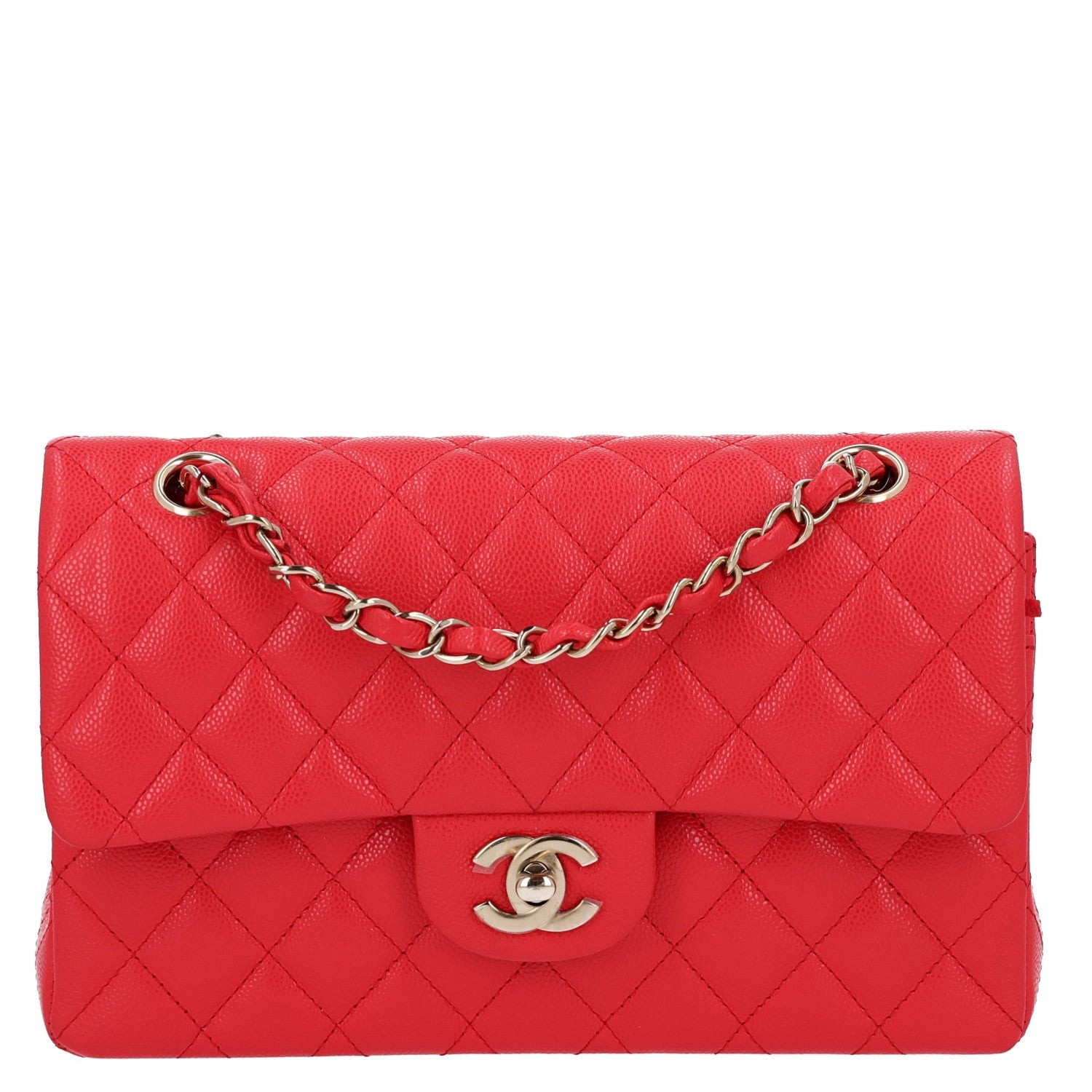 Chanel Caviar Quilted Small Double Flap Red