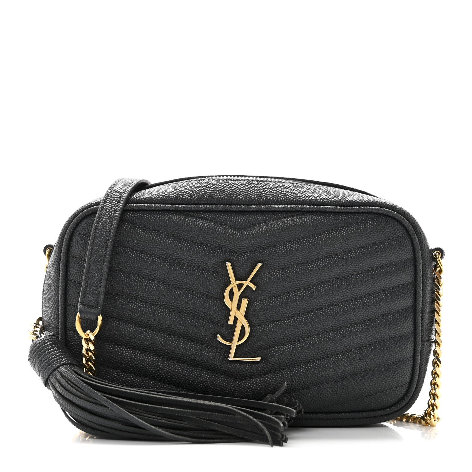 Saint Laurent Grain De Poudre Matelasse Monogram Mini Lou Camera Bag Dark Smog