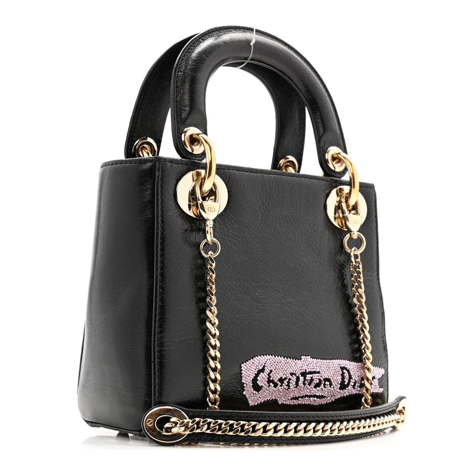 Dior Calfskin Beaded Mini Lady Dior Black